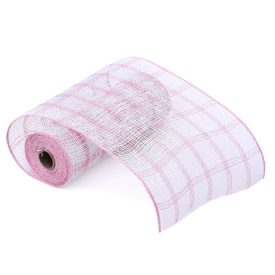 Michaels, 10" x 19ft. Pink & White Window Poly Burlap Mesh by Celebrate It™ – Category: Mesh